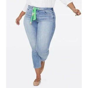 NWT NYDJ Ankle Jeans with Scarf Tie, 16W, Light Denim